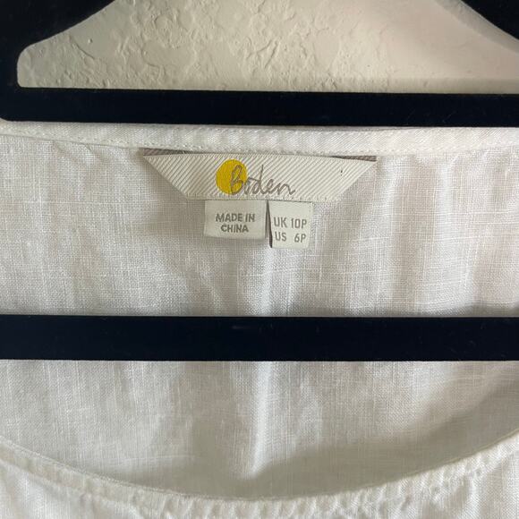 Boden Alberta 100% Linen Dress Capped Sleeves Scalloped Trim White - Size 6P - Picture 7 of 9